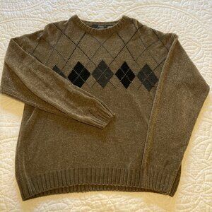 VTG J. Ferrar Men's Sweater, Brown and Argyle, Super Soft